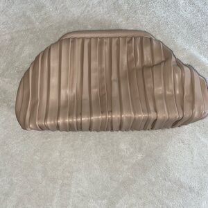 Elegant Tan Pleated Clutch